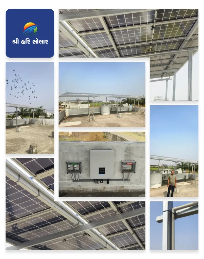 Solar panel installation by Shree Hari Solar at Nansad, Kamrej, Surat