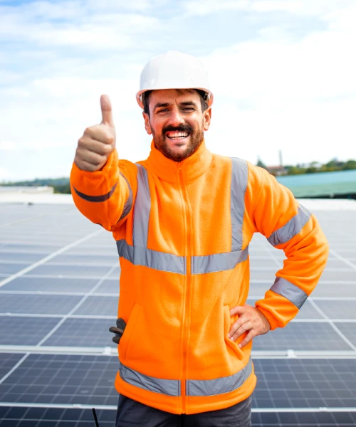 Shree Hari Solar installation engineer on a rooftop solar site