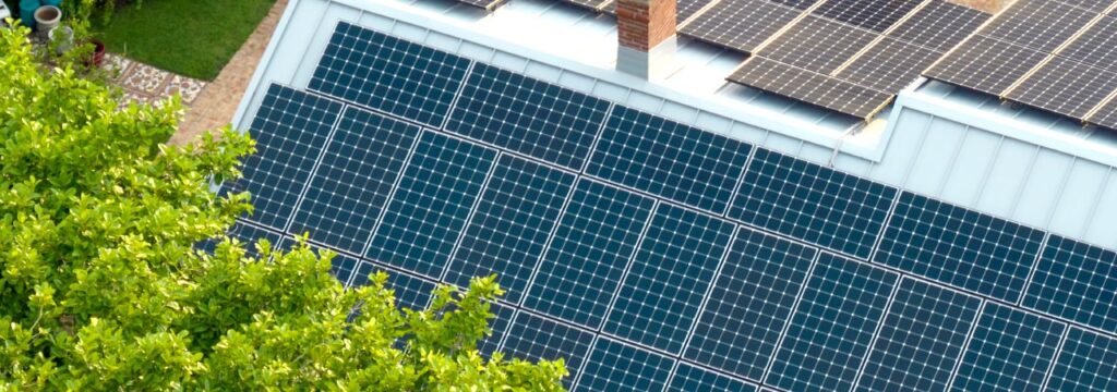 Rooftop solar panels on a residential roof